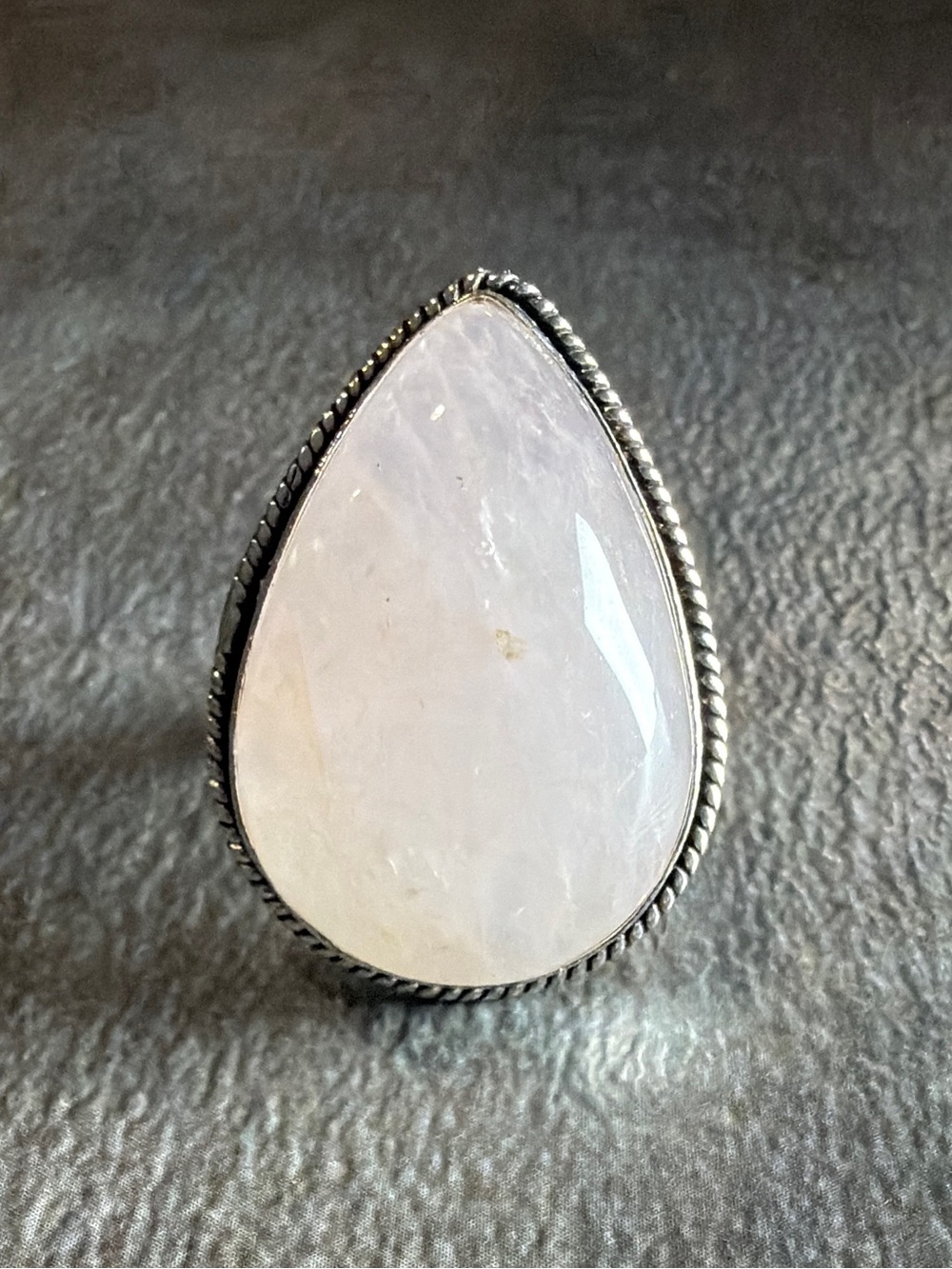 Boho Style Vintage Jewelry Rose Quartz Gemstone Ring Size 8 Silver 925 Overlay